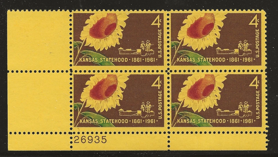 US Scott #1183, Plate Block #26935 1962 Kansas 4c FVF MNH Lower Left - Image 1 of 1