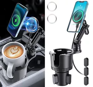Magnetic Wireless Cup Phone Holder for Magsafe Car Mount Charger 15W Fast Cha... - Picture 1 of 9