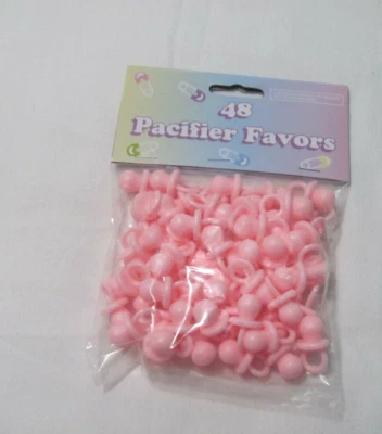 NEW LOT OF 48 PINK 3/4 INCH PLASTIC PACIFIER FAVORS - Image 1 of 4