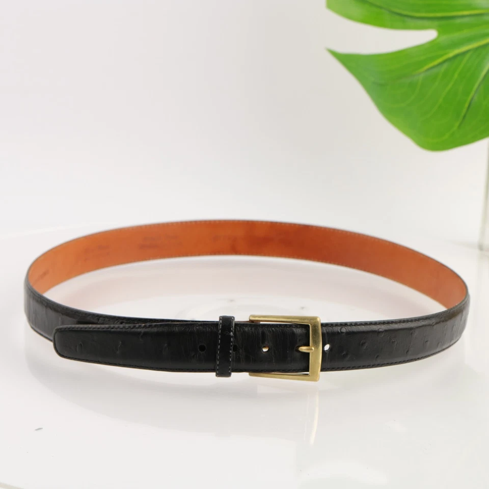 Martin Dingman Mens Belt Size 36 Black Leather Ostrich Grain Calf USA Handmade - Image 1 of 4