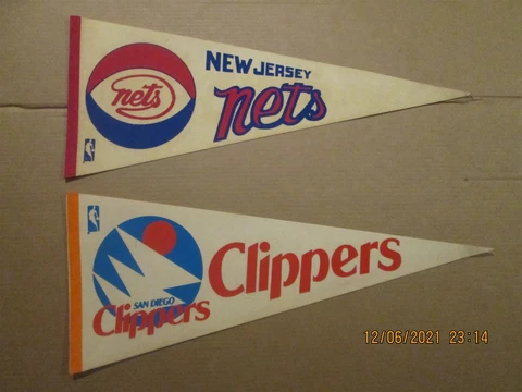 NBA New Jersey Nets & San Diego Clippers Vintage Defunct Team Logo Pennants Cover