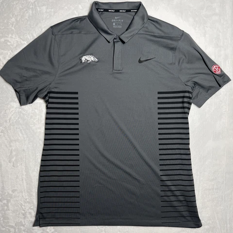 Arkansas Razorback Nike Shirt Mens L Golf Polo Dri Fit Short Sleeve Gray Cover