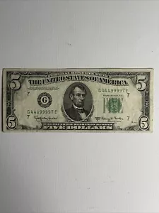1950-E Chicago K $5 Dollar Bill! - Picture 1 of 12