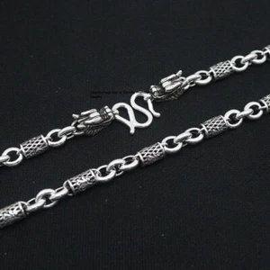 Reine S925 Sterlingsilber Kette 7 mm Drachenkopf Kabel Perlen Gliederkette 24 Zoll - Bild 1 von 4