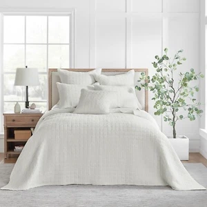 Levtex Home - Mills Waffle - Queen Quilted Bedspread Set - Cream Cotton Waffle - - Picture 1 of 5