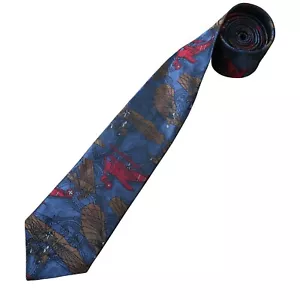 Mens Vintage Blue Silk Tie Biplanes Aircraft Flying Machines WW1 Pilot - Picture 1 of 3