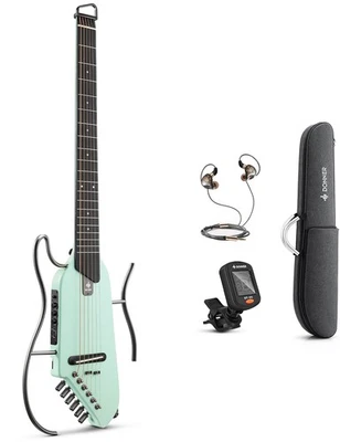 Donner HUSH I Acoustic Electric Guitar + Gig Bag Headphone & Accessories | Green - Image 1 of 4