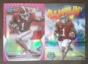 JAHMYR GIBBS RC lot (2) 1st Bowman Pink Ramblin Refractors Lions.  A1B - Picture 1 of 4