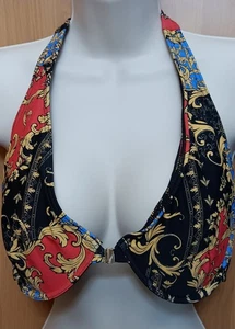 Front Closure Underwired Unlined Unpadded Halter Style Swimming Top Sz 36DD - Picture 1 of 4