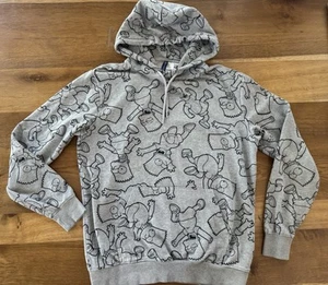 The Simpsons Hoodie Bart Simpson Multi Print Jumper Grey Men’s Medium Divided - Picture 1 of 6
