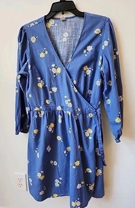 Old Navy Wickelkleid Größe L Gänseblümchenmuster Wickeloptik Top Zustand - Bild 1 von 12