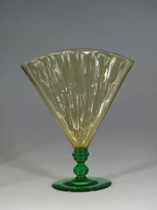 Vintage Steuben Glass Works #6287 Pomona Green & Amber Topaz Fan Vase c.1920 - Picture 1 of 6