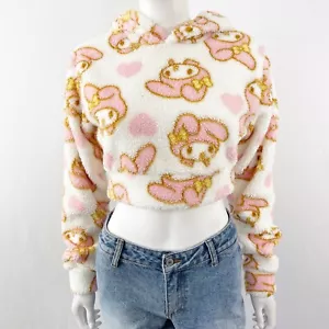 Hot Topic MY MELODY Fleece Hoodie Sanrio Langarm Herz Cropped Gr. S Neu - Bild 1 von 10