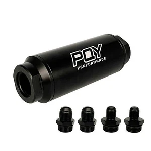 Universal Car Racing In-Line Fuel Filter AN6 AN8 Adapter 100 Micron Cleanable SS - Picture 1 of 12