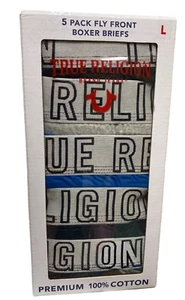 True Religion Mens 5 Pack Fly Cotton Boxer Briefs Assorted Colors/LARGE/ NEW! - Picture 1 of 5
