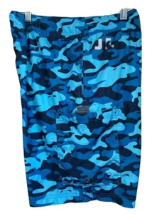 Just Keep Livin Swim Trunks Shorts Mens Blue Camo Mesh Lined Sz 32 - Picture 1 of 10