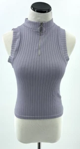 Dynamic Womens seamless crop top 1/4 Quarter Zip Purple One Size - Picture 1 of 6