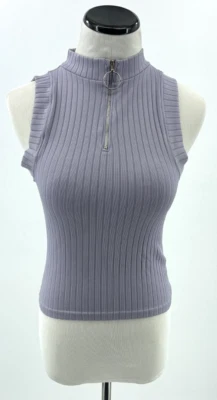 Top corto sin costuras Dynamic para mujer 1/4 cuarto cremallera púrpura talla única Foto 1 de 4