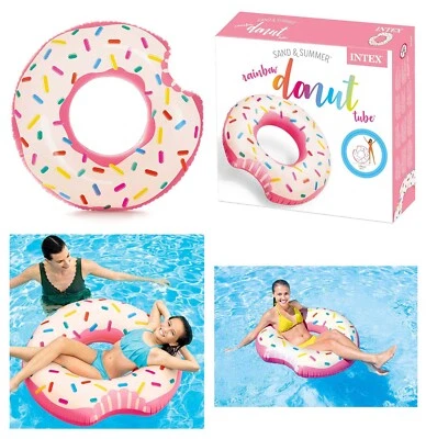 Intex Schwimmreifen Donut Regenbogen 94 cm - XXL Schwimmring Luftmatratze Pool - Bild 1 von 4