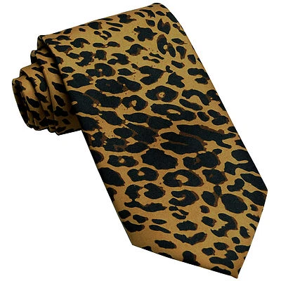 Nuevo Vesuvio Napoli Poli Poli Poli Corbata Cuello Hombre Animal Leopardo Estampado Marrón Foto 1 de 2