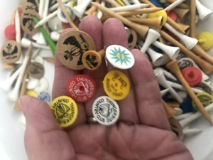 Vtg LOT Ass't GOLF TEES & MARKERS Thunderbird Palm Springs Country Club Wood - Picture 1 of 5
