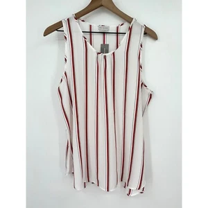 Van Heusen ärmellose Bluse Damen groß weiß rot gestreift transparent neu mit Etikett - Bild 1 von 9