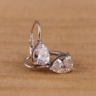 2Ct Pear Cut Lab-Created Diamond Solitaire Hoop Earrings 14K White Gold Plated