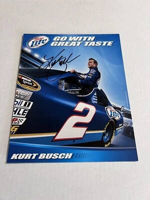 Foto de tarjeta de héroe autografiada de Kurt Busch Miller Lite Blue Deuce #2 Dodge 2009 Foto 1 de 2