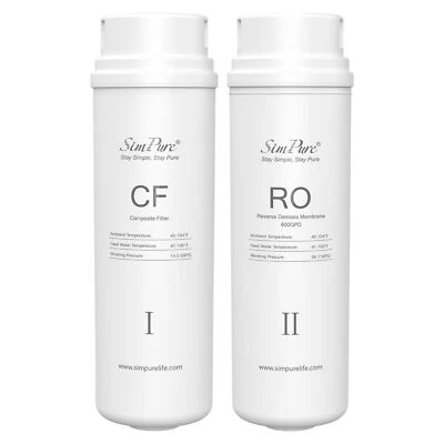 2 Pack CF+RO Water Filter Cartridge Replacement For SimPure Q3-600 RO System - Image 1 of 4