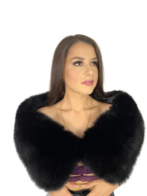 Extra Wide Fox Fur Shawl 47" (120cm) Saga Furs Stole Big Fur Scarf Wrap - Image 1 of 4