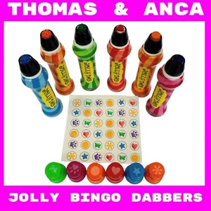 Bingo Dabbers Markers for Bingo Tickets 6 35ml Fun Shaped Mixed Colours 6JOLLY - Picture 1 of 6