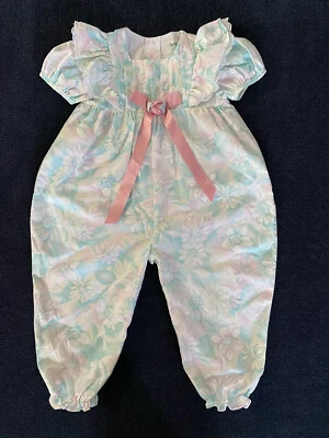Vintage 80s 90s Tiny Tots Original Bubble Romper Bow Floral Easter Spring Pastel - Image 1 of 4