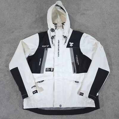 A Bathing Ape Jacket Mens Small White AAPE Outdoor Hooded Ski Coat Windbreaker - Image 1 of 4