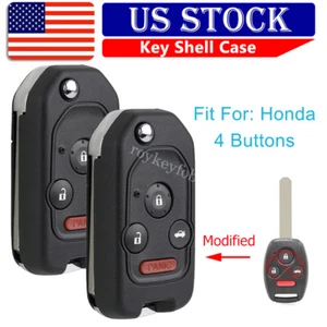 2 Flip Remote Key Shell Case 4b For 2008 2009 2010 2011 2012 Honda Civic Accord - Picture 1 of 10