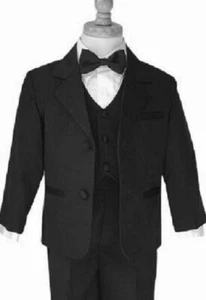 Toddler Baby Boy Black Bow Tie Tuxedo Suit Wedding /2T/3T/4T - Picture 1 of 1