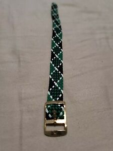 Rare Perlon Vintage fits 10mm Watch Strap Braided Nylon green/black/white NOS