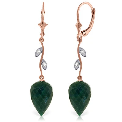 25.72 Carat 14K Solid Rose Gold Diamond Drop Emerald Earrings Foto 1 de 3