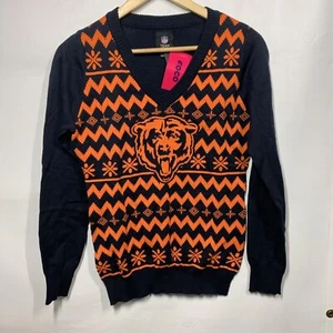 Womens NFL Chicago Bears Ugly Sweater Holiday V-Neck Small Christmas Long Sleeve - Picture 1 of 7