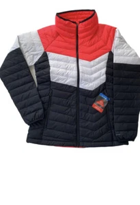 Columbia Giacca Donna Omni-Heat Powder Lite Color Block Rosa Bianco Nero M - Foto 1 di 9