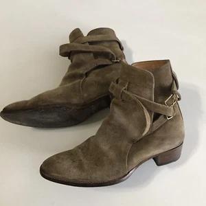 SAINT LAURENT PARIS Wyatt Jodhpur Men’s Boots In Tobacco Suede Sz 39 EU - Picture 1 of 11