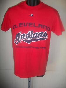NEW CLEVELAND INDIANS Majestic Mens S Small Red Shirt