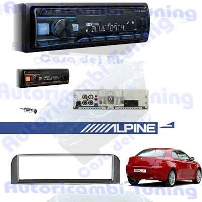 Kit Radio Autoradio ALPINE UTE-200BT + mascherina 1DIN ANTRACITE Alfa GT - Immagine 1 di 4