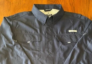 Camisa de pesca Habit para hombre X-grande 40+ bolsillos ventilados solares azul marino manga larga - Imagen 1 de 6