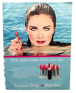 VINTAGE 1985 FULL PAGE MAGAZINE PRINT AD LYNDA CARTER MAYBELLINE LIPSTICK MAKEUP - Picture 1 of 2