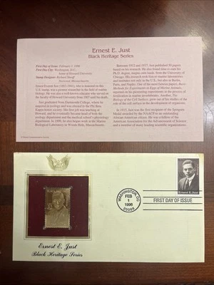 Ernest E. Just - First Day Issue stamp 1996. gold foil  - Image 1 of 3