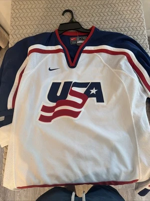 ВИНТАЖНЫЙ Nike команды США хоккей Джерси мужской размер XL белый выезд Олимпийских игр Америки - Изображение 1 из 3