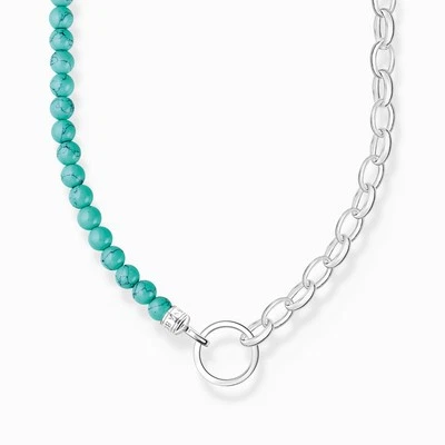 Thomas Sabo Damen Charm-Kette mit türkisen Beads Silber KE2188-404-17-L45V - Bild 1 von 2