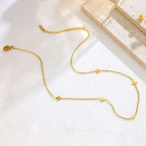 Gargantilla collar cadena estrella acero inoxidable oro 14K para mujer regalo AG - Imagen 1 de 6