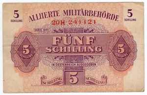 AUSTRIA Pago Militar Aliado P-105 5 chelines 1944 FIne Plus - Imagen 1 de 3