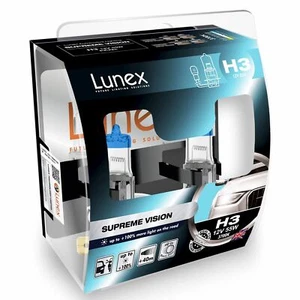 Lunex H3 Supreme Vision Halogen - Scheinwerferlampen Weiß Lampe Set - Picture 1 of 1